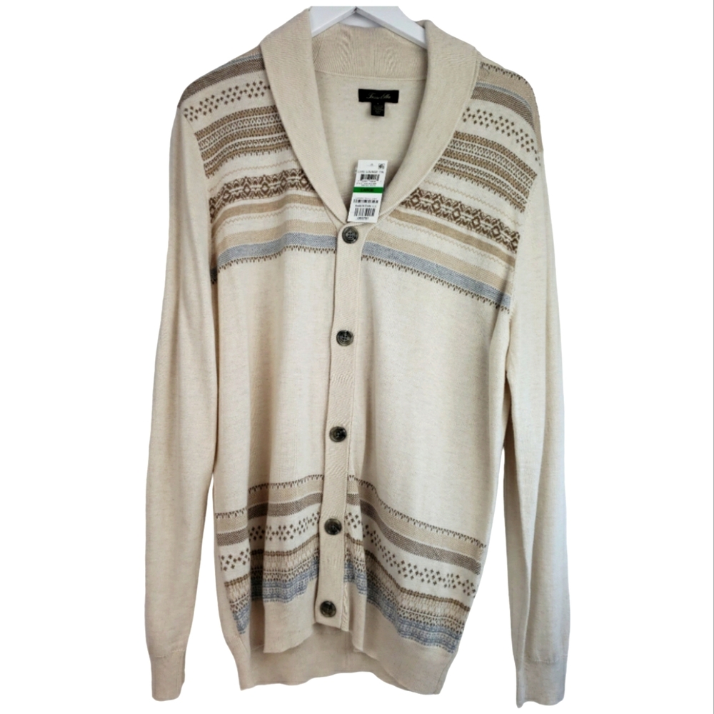 Tasso Elba NWT  Silk & Cashmere Blend Grandpa Sweater Cardigan Size Large